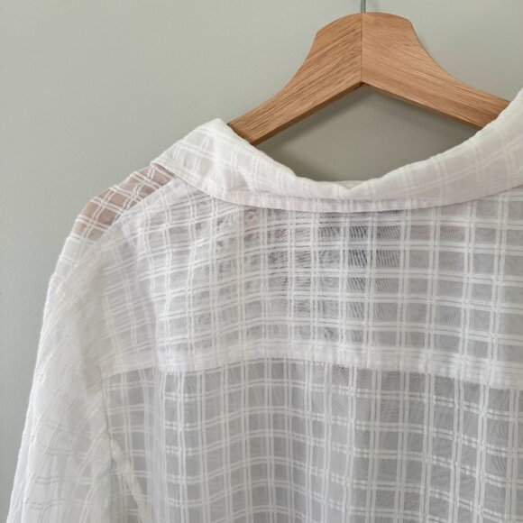 Jones New York Sheer Grid Button Up Shirt - Picture 7 of 11